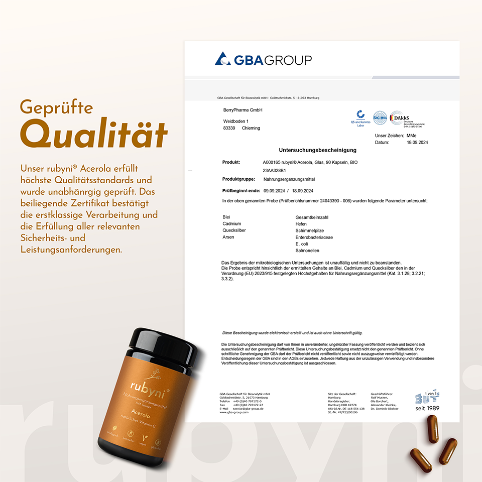 Untersuchungsbescheinigung der GBA Gesellschaft für Bioanalytik mbH