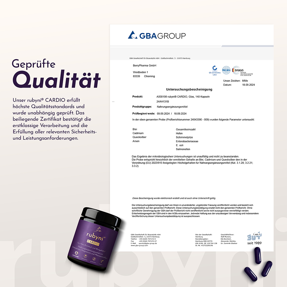Untersuchungsbescheinigung der GBA Gesellschaft für Bioanalytik mbH