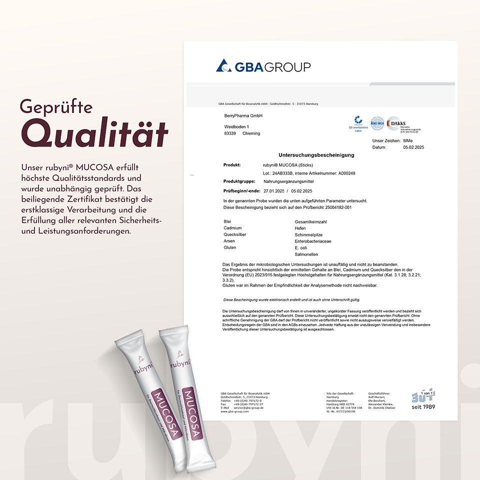 Untersuchungsbescheinigung der GBA Gesellschaft für Bioanalytik mbH