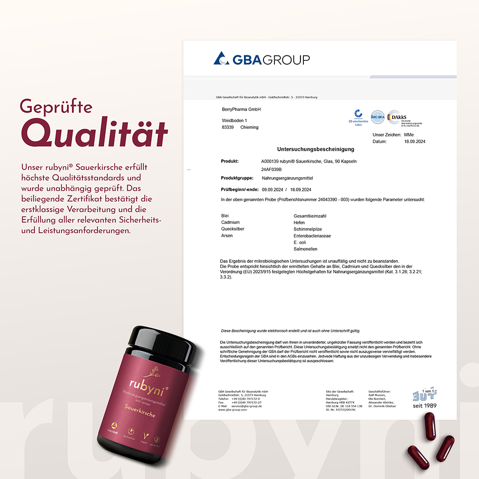Untersuchungsbescheinigung der GBA Gesellschaft für Bioanalytik mbH