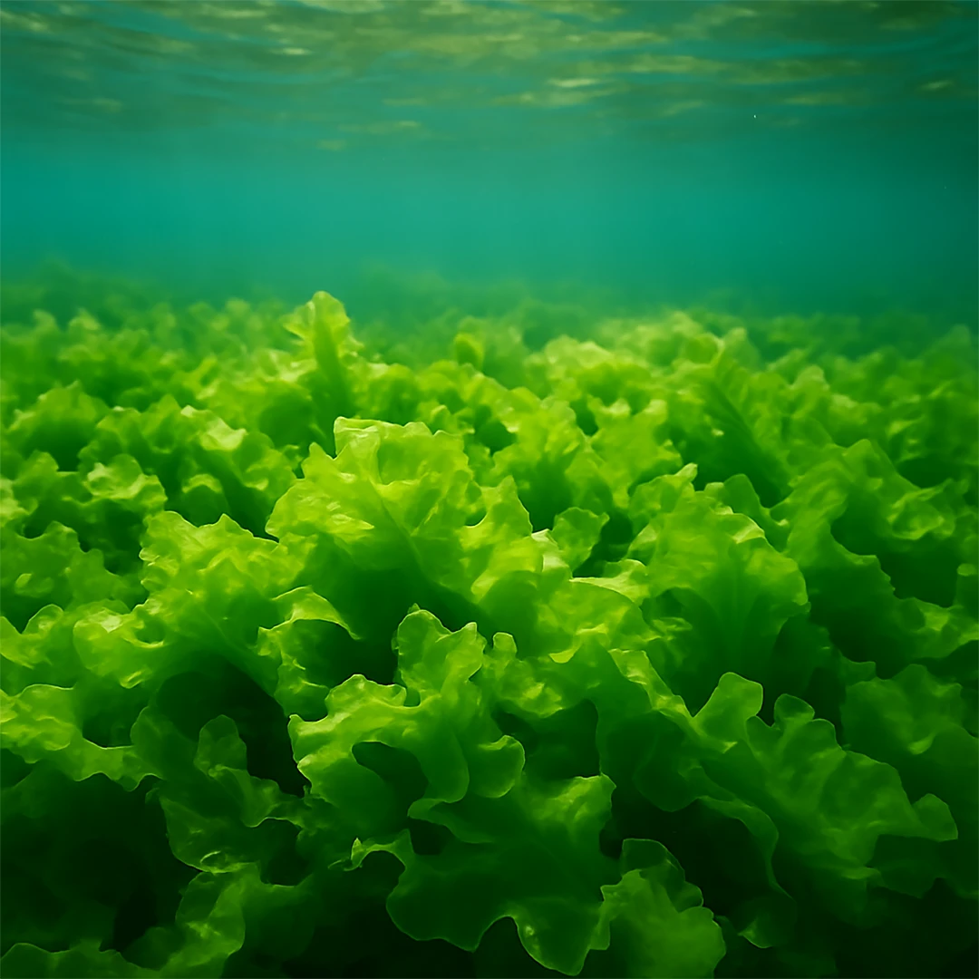 Meersalat im Meer unter Wasser, alles grün in grün