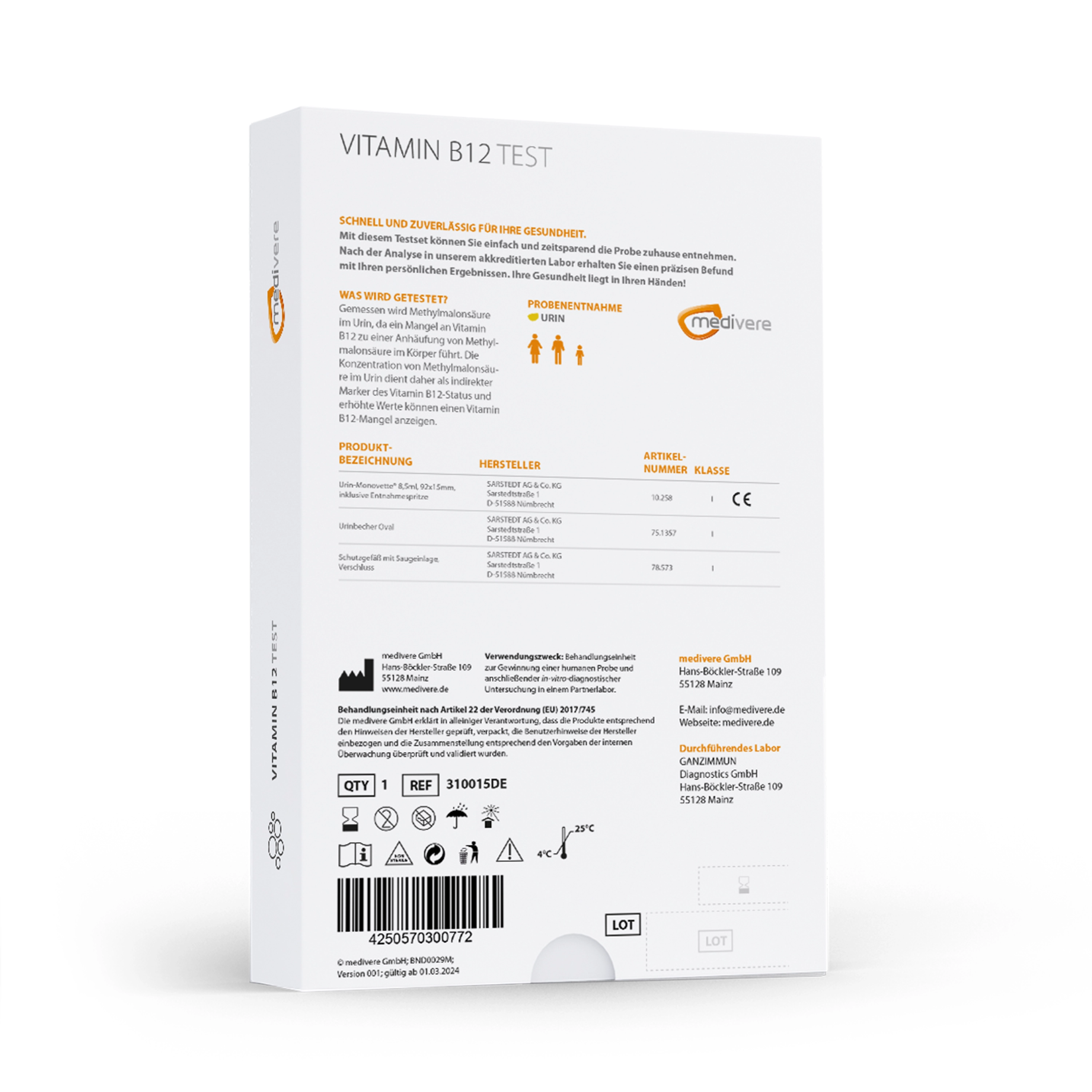 Vitamin-B12-Test – Testkit und Anwendung Vitamin-B12-Test Testkit mit Informationen zur Anwendung