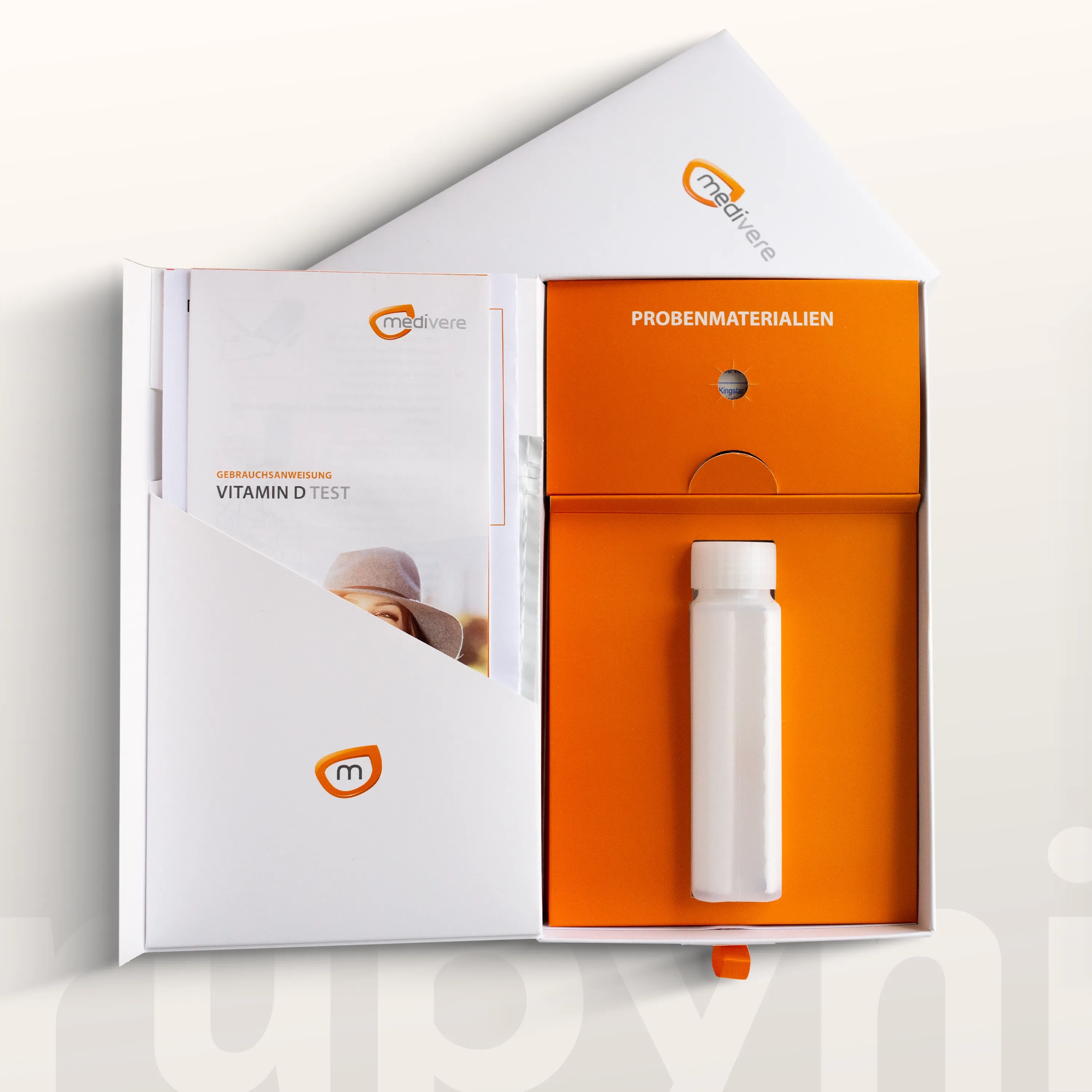 Vitamin-D-Test mit Testkit und Probenmaterial zur Blutentnahme